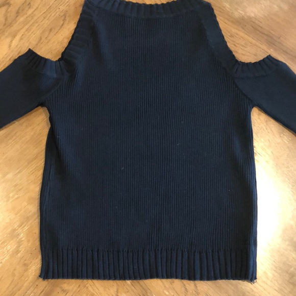 Small Black Ribbed Cold Shoulder Top - Picture 6 of 6